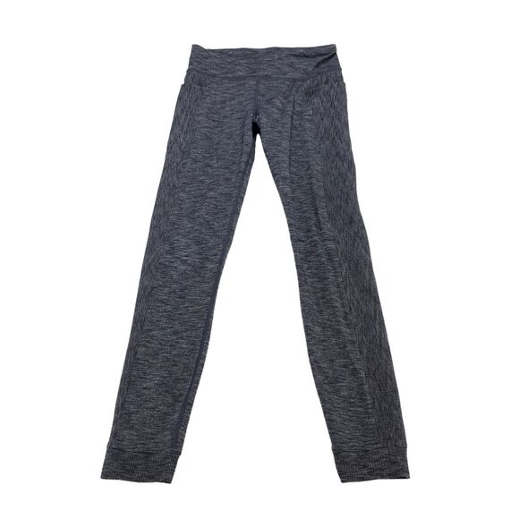 Athleta Girl School Day Ribbed Tight Leggings XL Gray Stretch Logo Elastic Waist - Picture 10 of 15